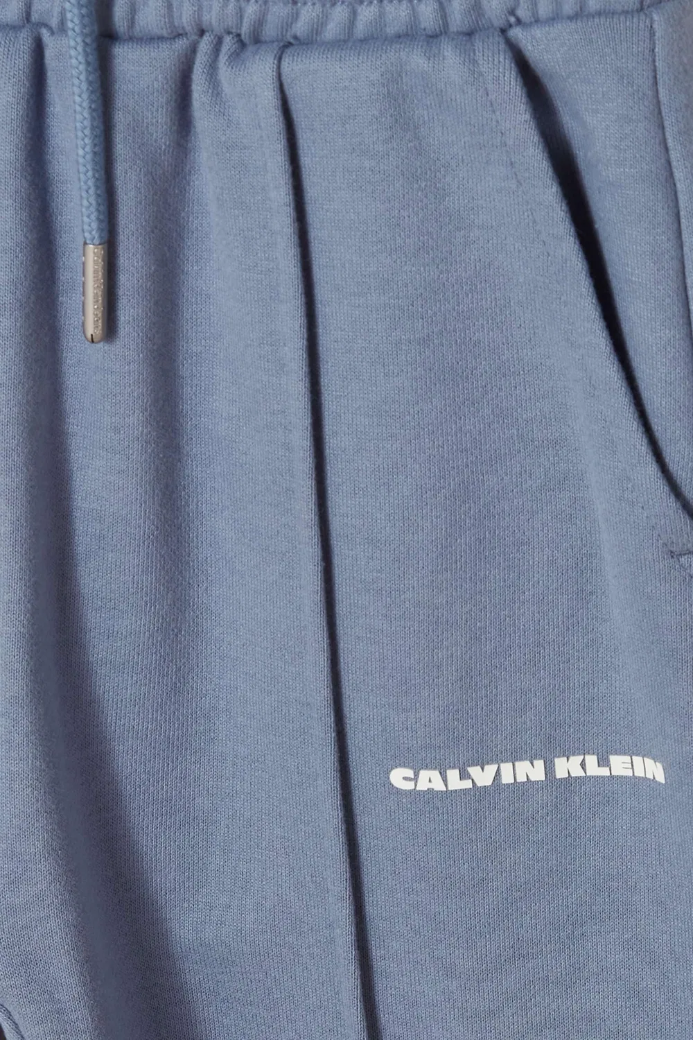 Штаны спортивные хлопковые с защипами и логотипом Calvin Klein, синий — фото 4