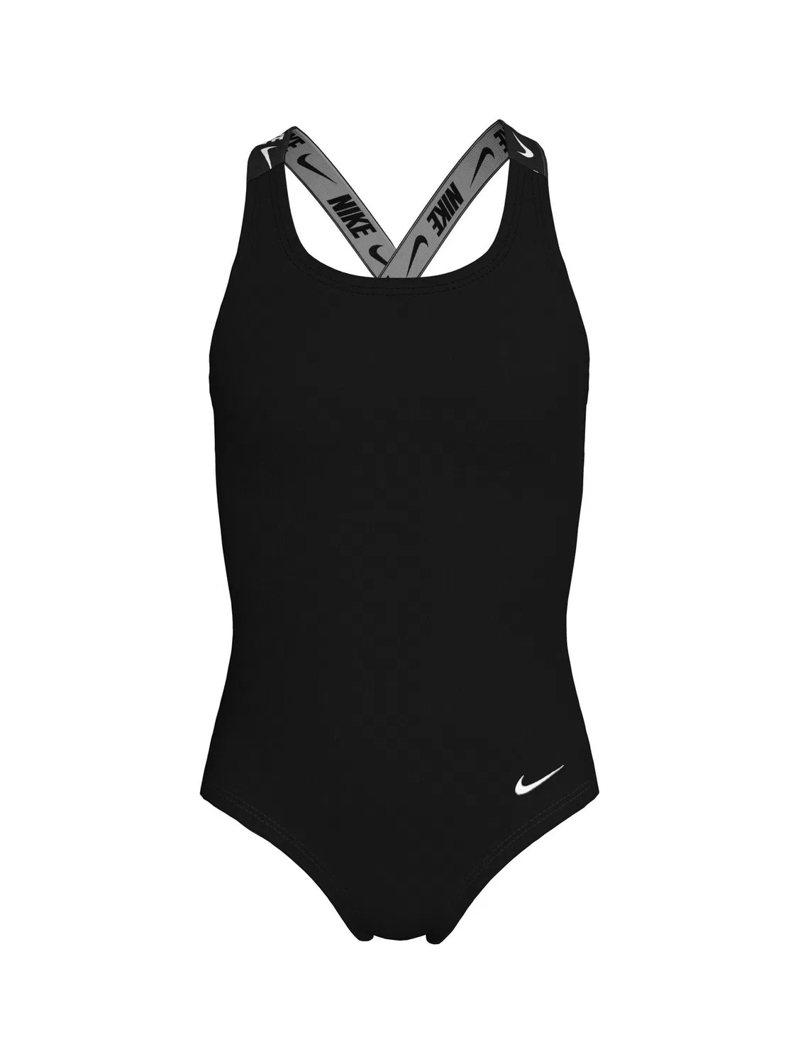 Купальник слитный Nike Black Logo Tape Crossback, черный