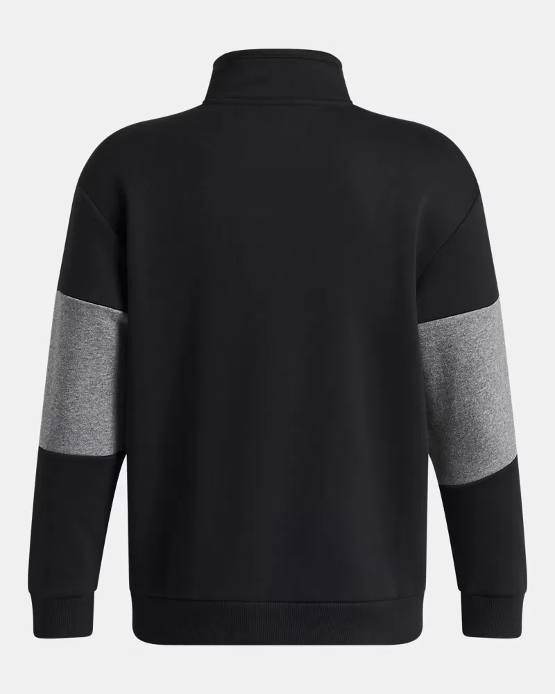 Джемпер на молнии из хлопкового флиса с начесом свободного кроя UA Rival Fleece UnderArmour, Ultimate Black/Castlerock Medium Heather/White — фото 2