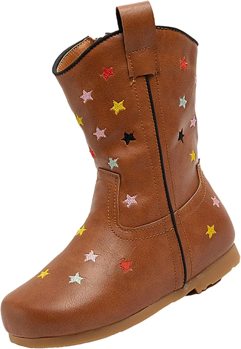Детские сапоги для девочек с вышивкой звезды Classic Western Star, Brown