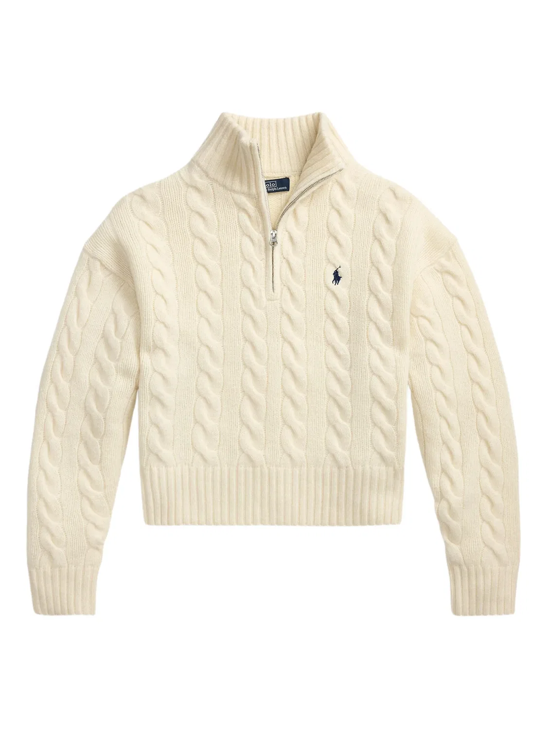 Вязаный джемпер с полу-молнией шерсть/кашемир Polo Ralph Lauren, нейтральные