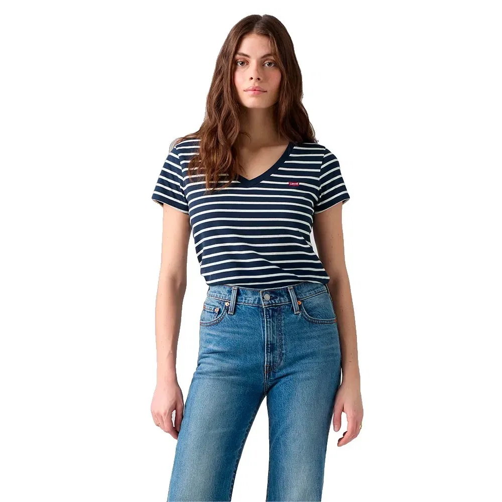 Женская футболка с V-образным вырезом Levi's Perfect Short Sleeve V-Neck T-shirt, Blue