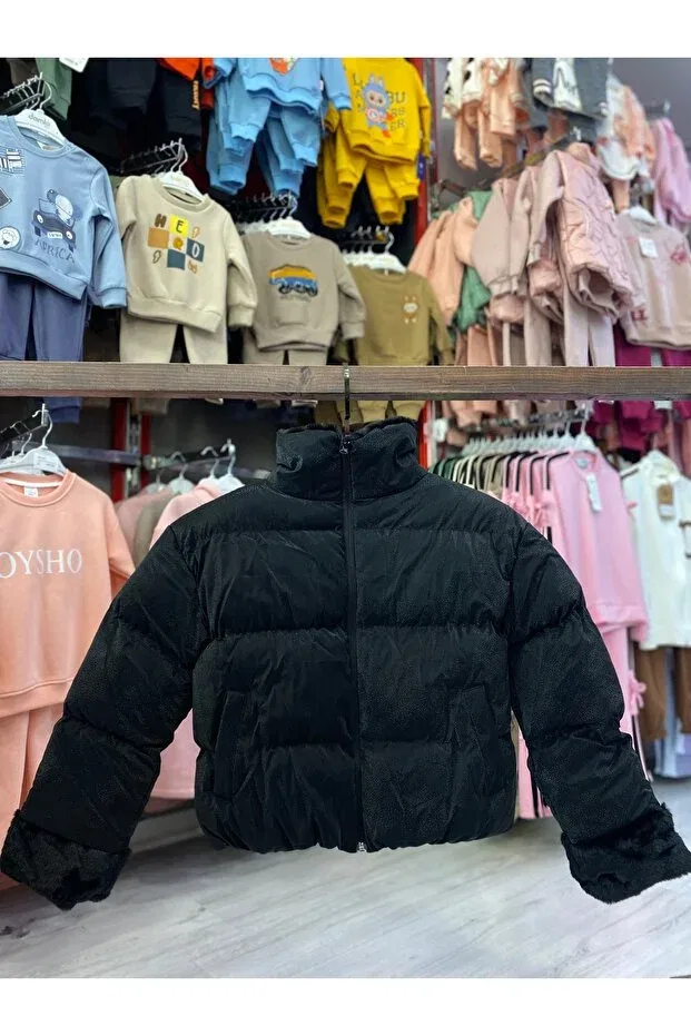 Детское пальто для девочек короткое Alissrekids, Black