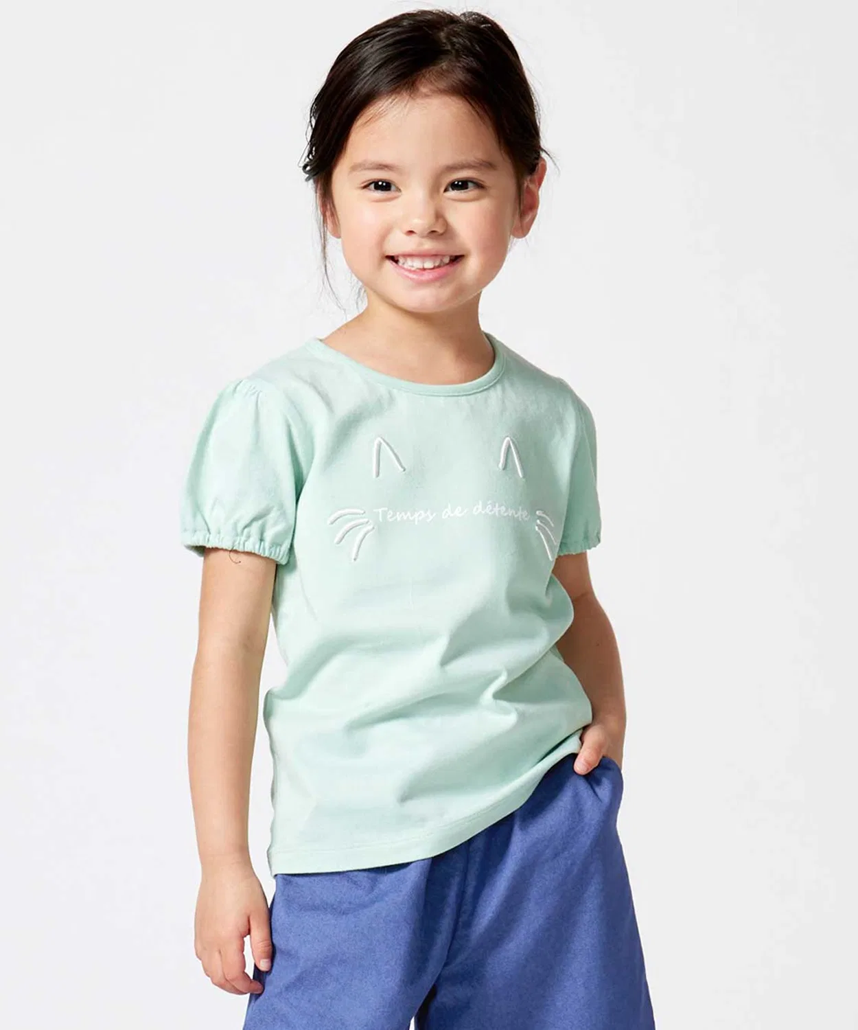 Детская футболка для девочек с вышивкой, с коротким рукавом BeBe, Green