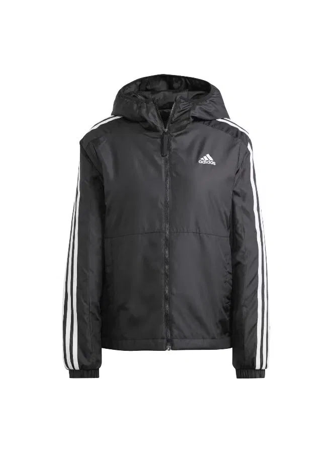 Куртка утепленная с капюшоном Essentials 3-stripes Adidas, черный