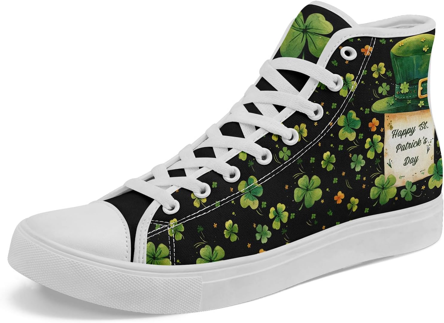 

Высокие кеды на шнуровке ко Дню Святого Патрика с принтом счастливого клевера и лепрекона, унисекс, легкие повседневные кроссовки для мужчин и женщин Awsole, белый/зеленый