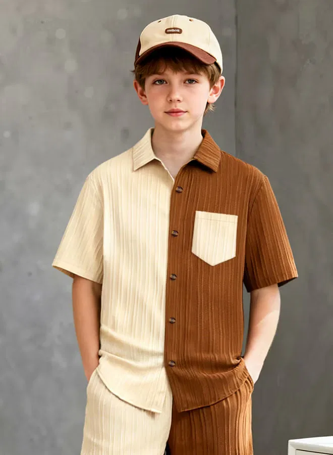 Комплект рубашка и шорты Boys color block Take Two, мультиколор — фото 4