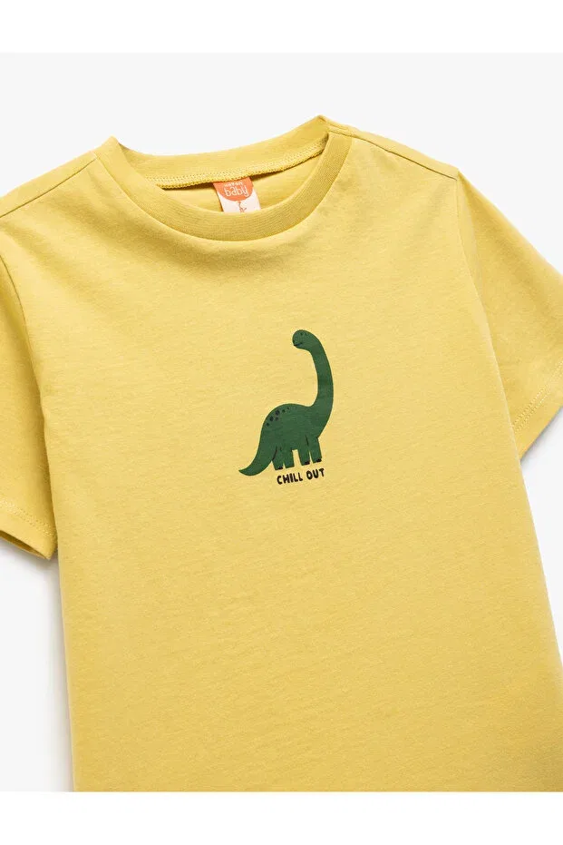 Детская футболка с принтом Dinosaur printed short sleeve crew neck cotton t-shirt Koton, Green — фото 3