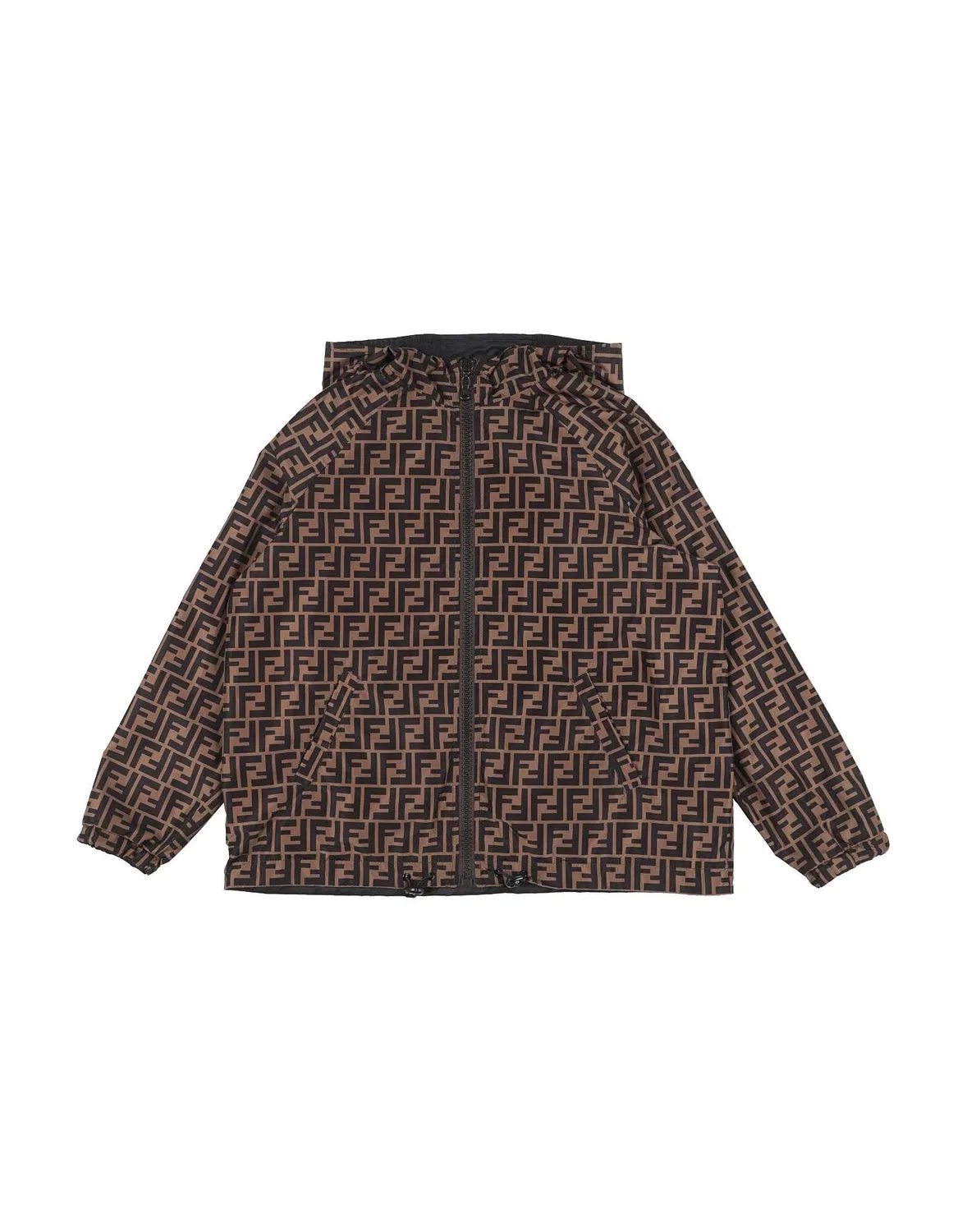 Детская куртка для девочек с капюшоном Fendi, черный — фото 3