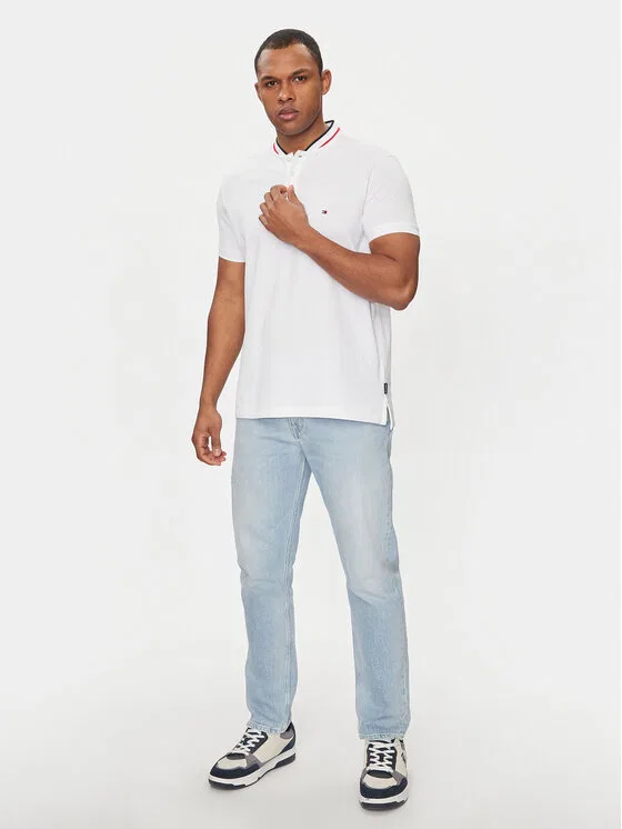 Поло slim fit Mao Tommy Hilfiger, белый — фото 2
