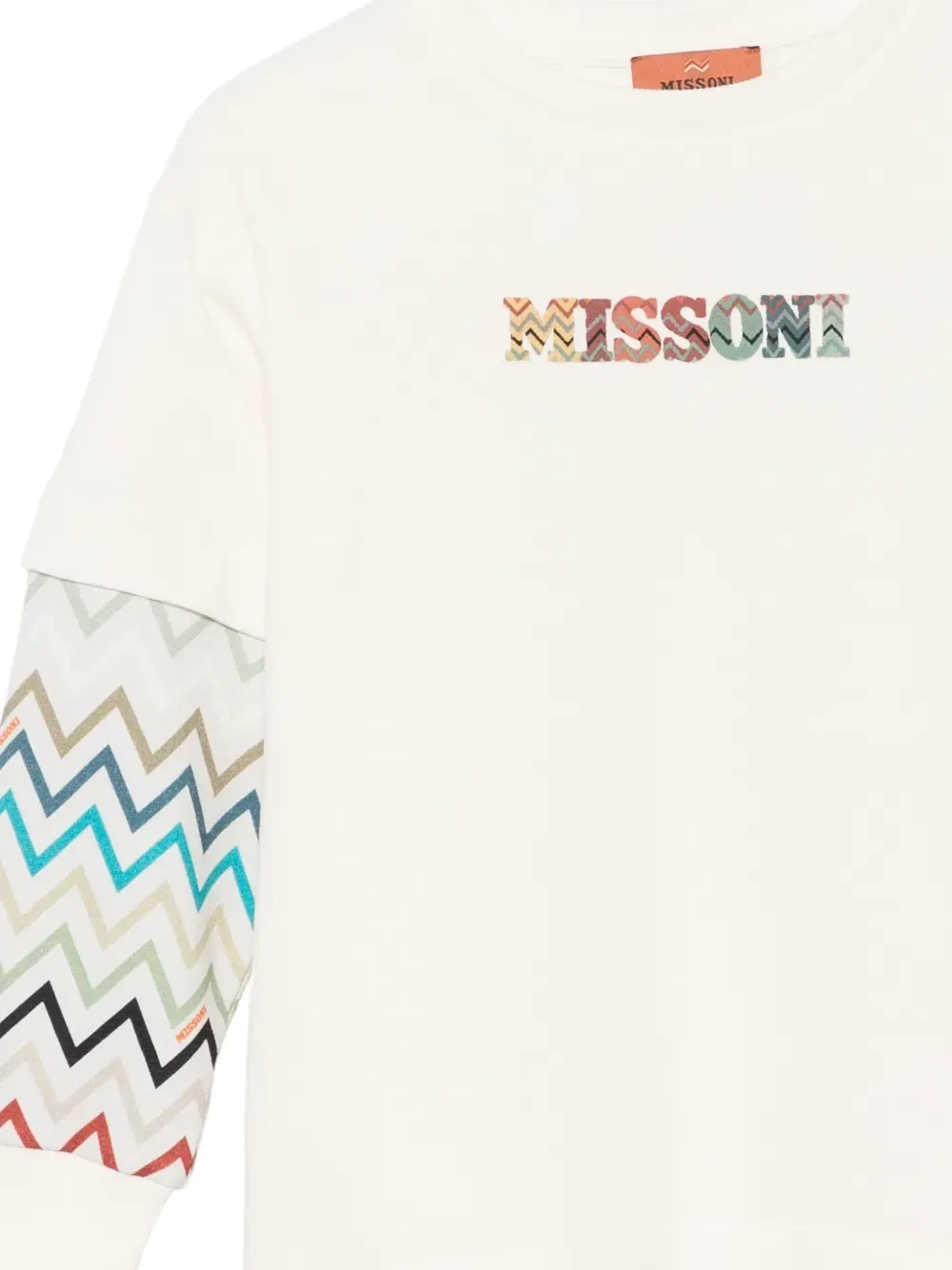 Свитшот с логотипом и принтом зигзаг Missoni Kids, бежевый — фото 3