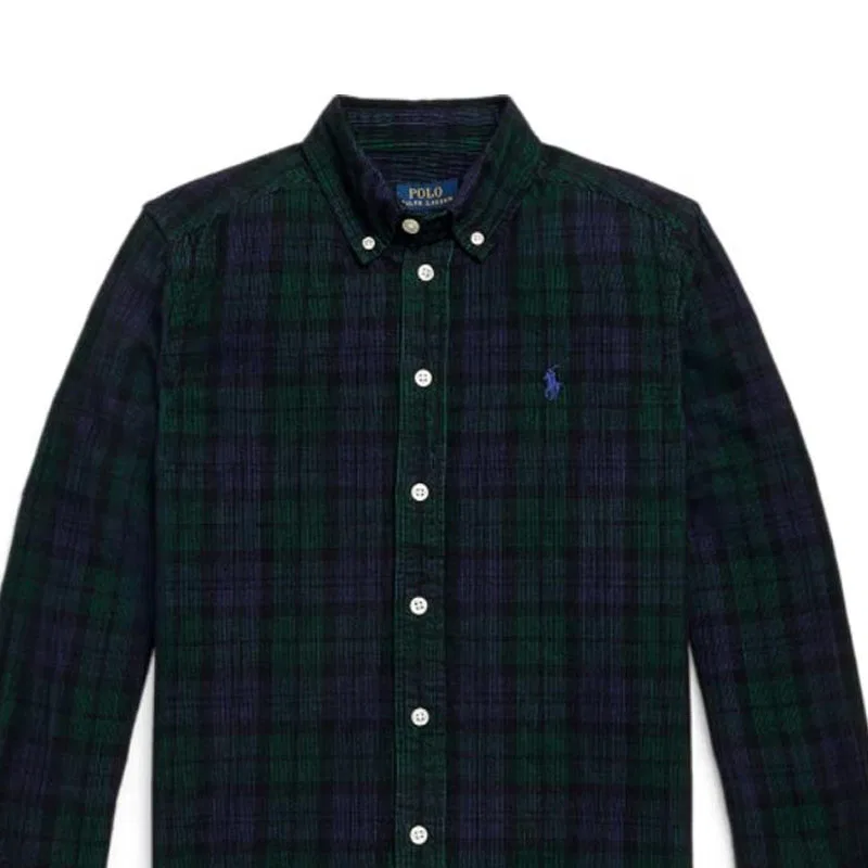 Детская повседневная рубашка с длинным рукавом Polo Ralph Lauren, Green — фото 4