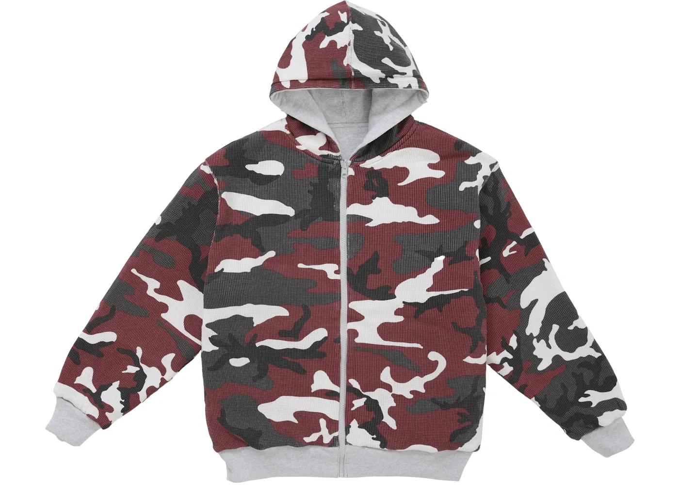 Мужская худи на молнии с капюшоном двусторонняя Reversible Work Zip Up Hooded Sweatshirt Supreme, Ash Grey — фото 2