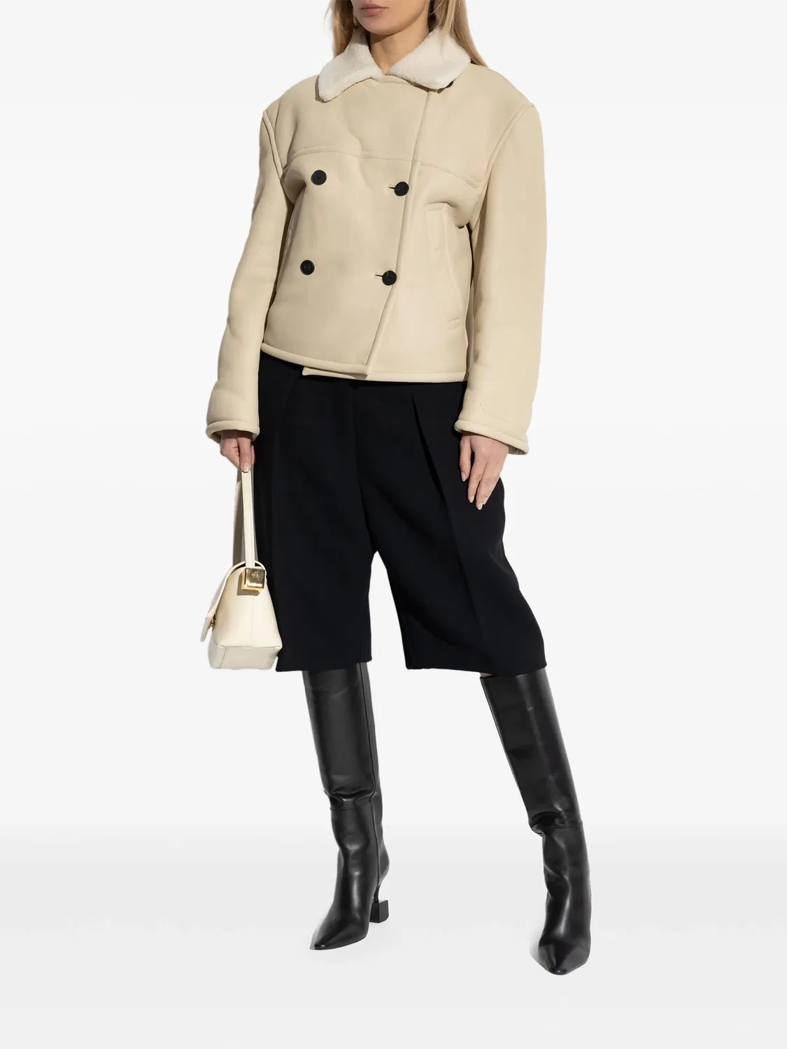Куртка из овечьей кожи и шерлинга Jacquemus, нейтральный — фото 4