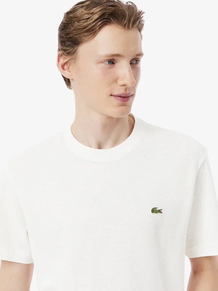 Футболка с коротким рукавом из льняной смеси, модель TH0629 LACOSTE, White — фото 2
