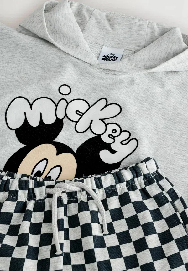 Костюм с капюшоном, принт Mickey Mouse, Regular fit - hooded set - hoodie Next, Grey Marl, Checkerboard, серый — фото 2