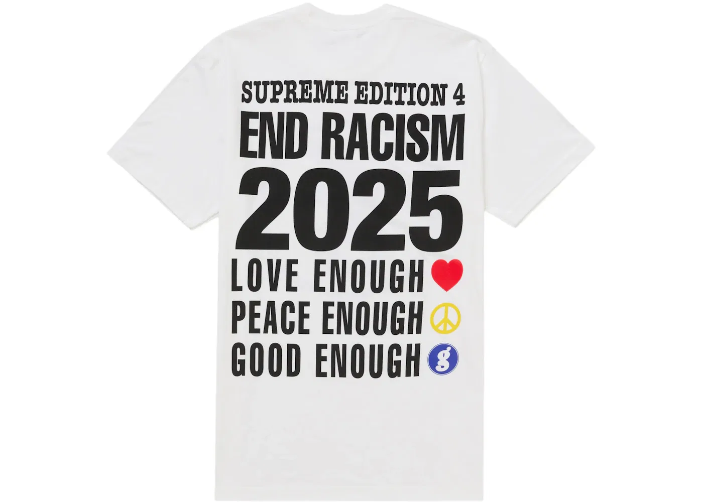 Мужская футболка с принтом Supreme GOODENOUGH End Racism Tee, White — фото 2