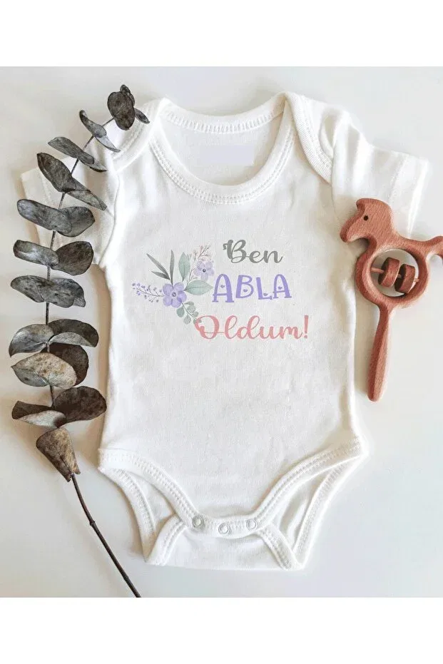 Детское боди для новорожденных с коротким рукавом I became a big sister Tuğbababy, White