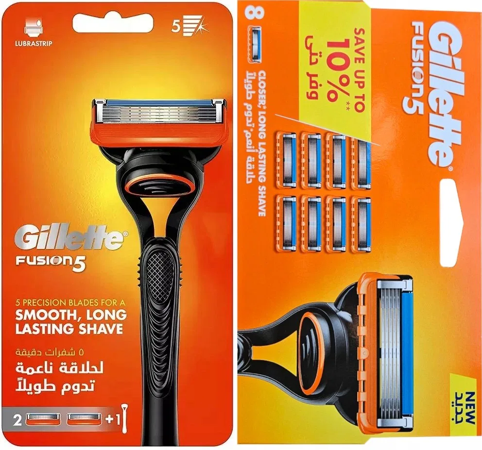 Мужской набор сменных лезвий Gillette Fusion 5, 10 шт. + станок, Black