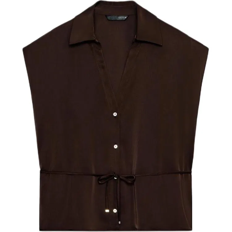 Женская рубашка с лацканами Brown ZARA, Brown