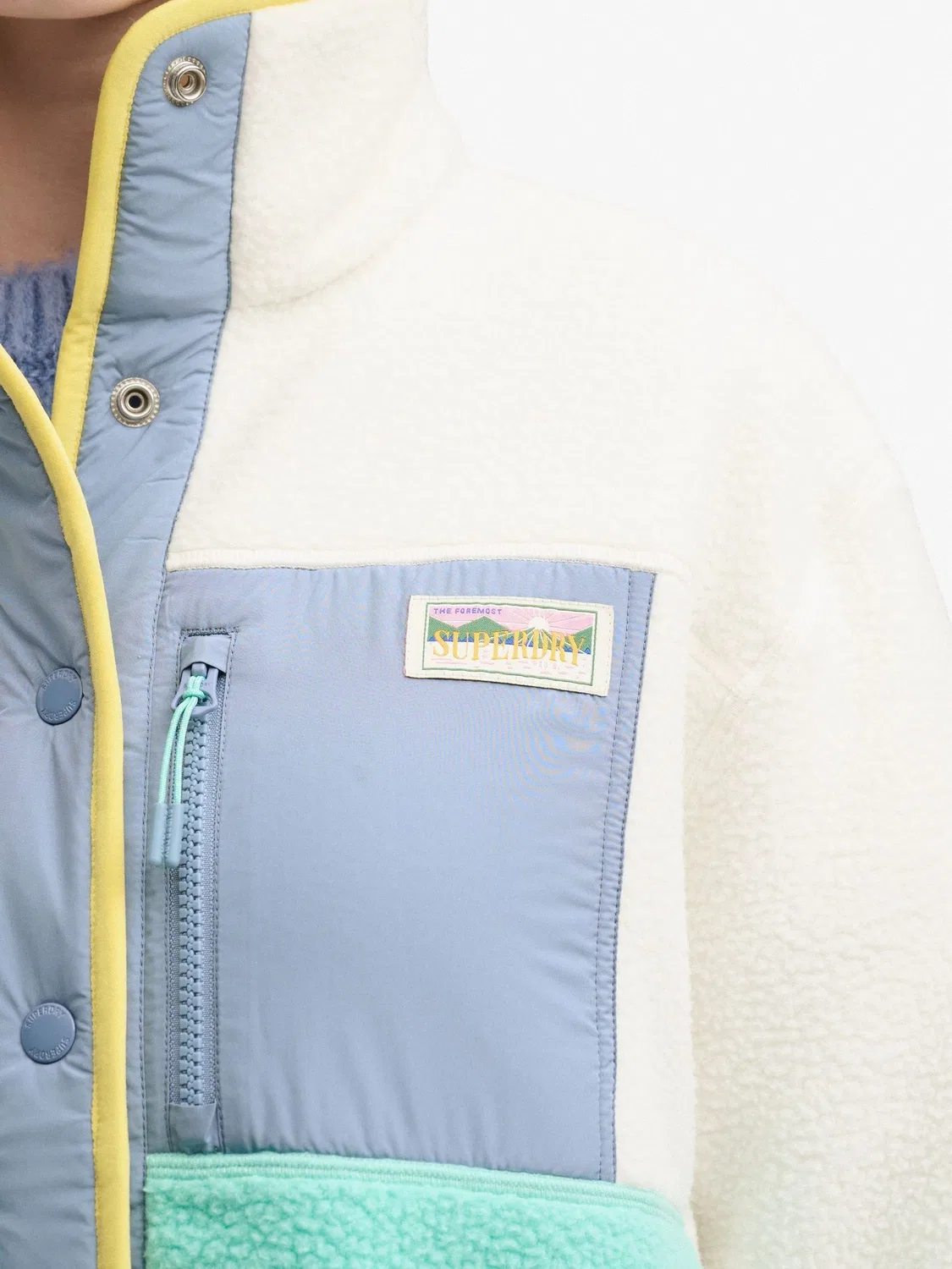 Флисовая куртка Colour Block Superdry, бело-синяя — фото 4