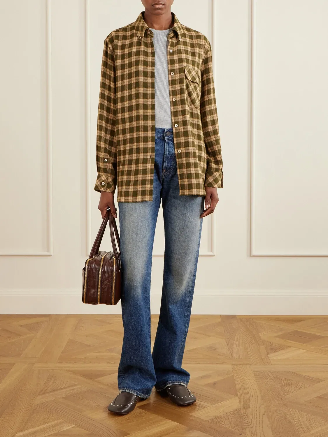 Джинсы прямого кроя ACNE STUDIOS 2009 средней посадки с декором (искусственными потертостями), синий — фото 2