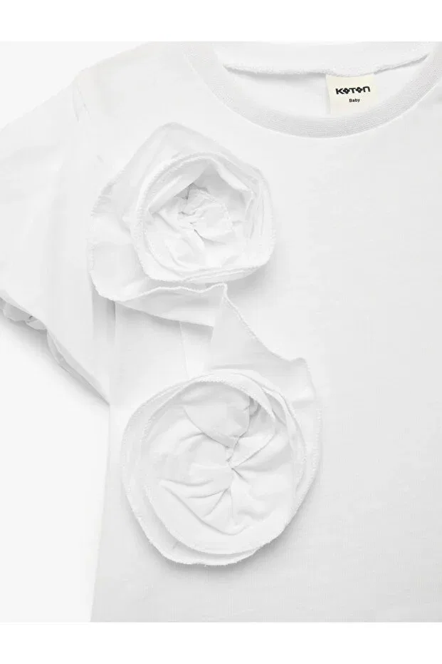 Детская футболка для девочек с принтом Koton Kids, White — фото 3