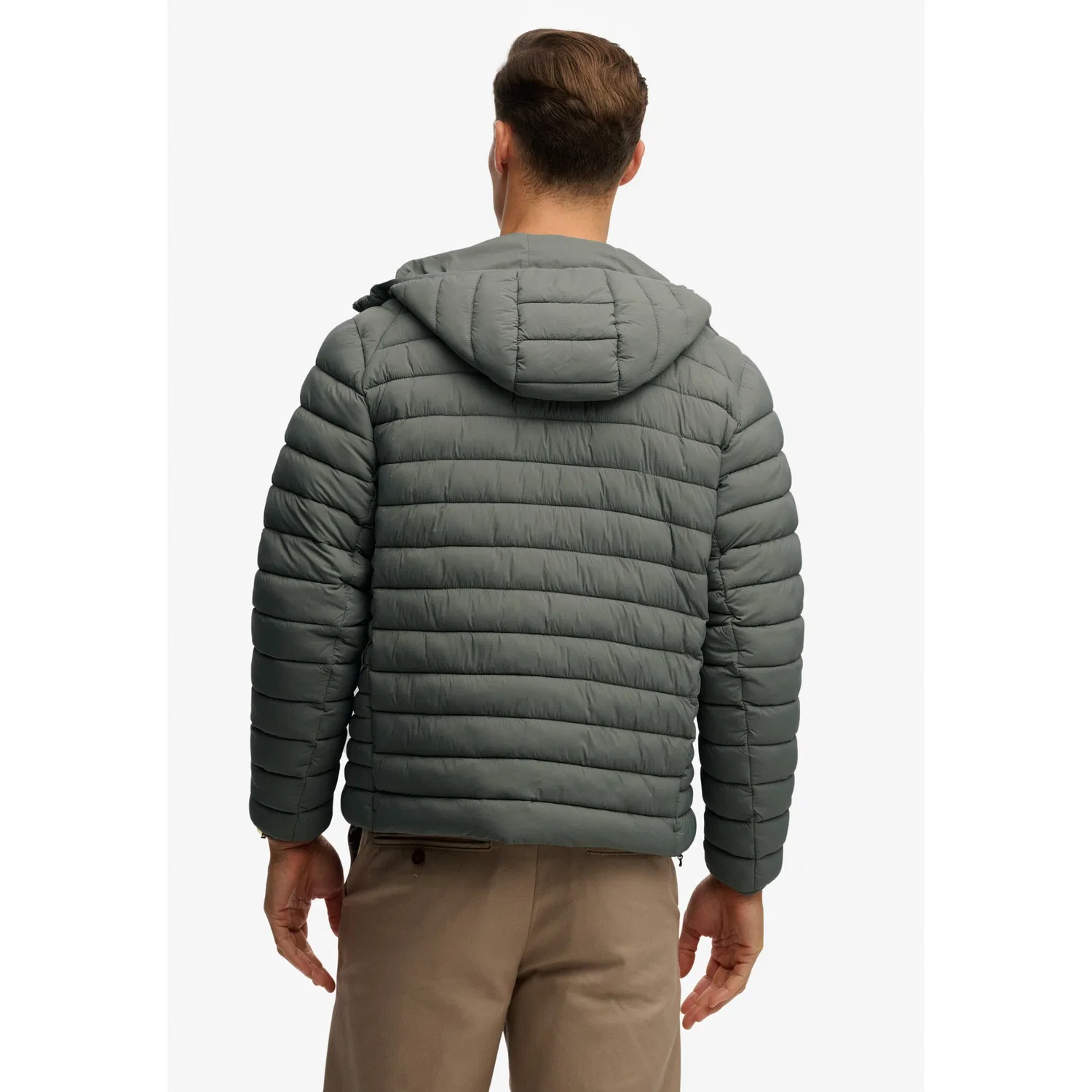 Мужская стеганая куртка с капюшоном Hooded Fuji Lite Jacket Superdry, Biker Grey — фото 4