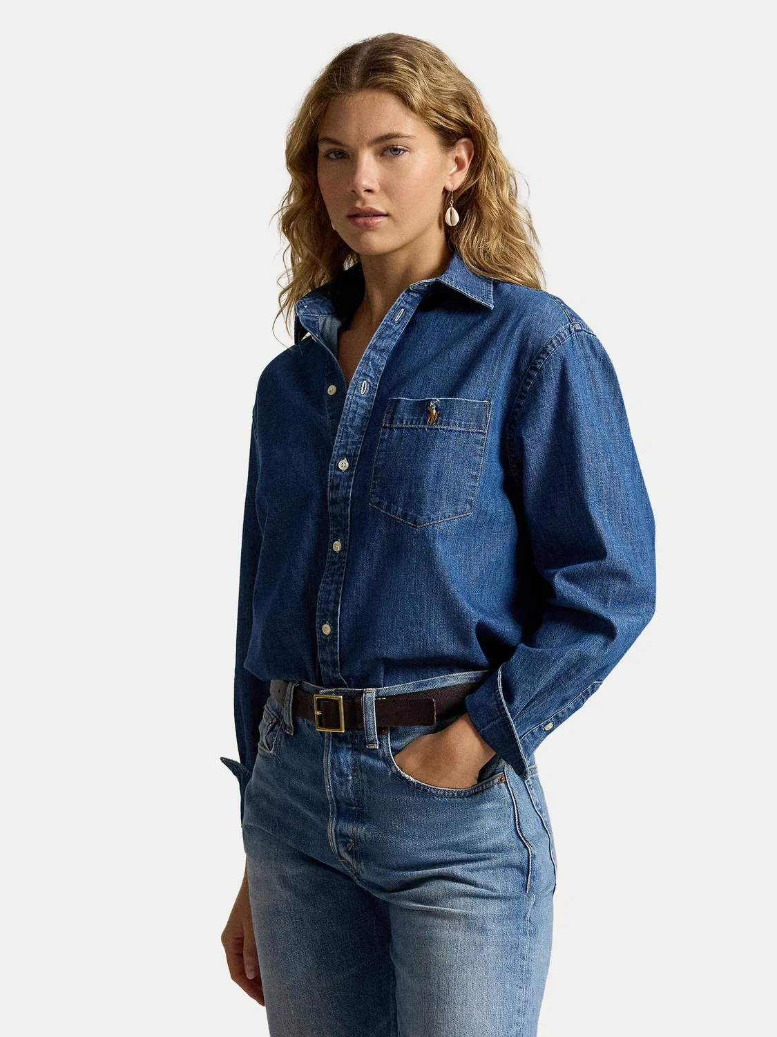 Женская джинсовая рубашка стандартного кроя Polo Ralph Lauren, синий