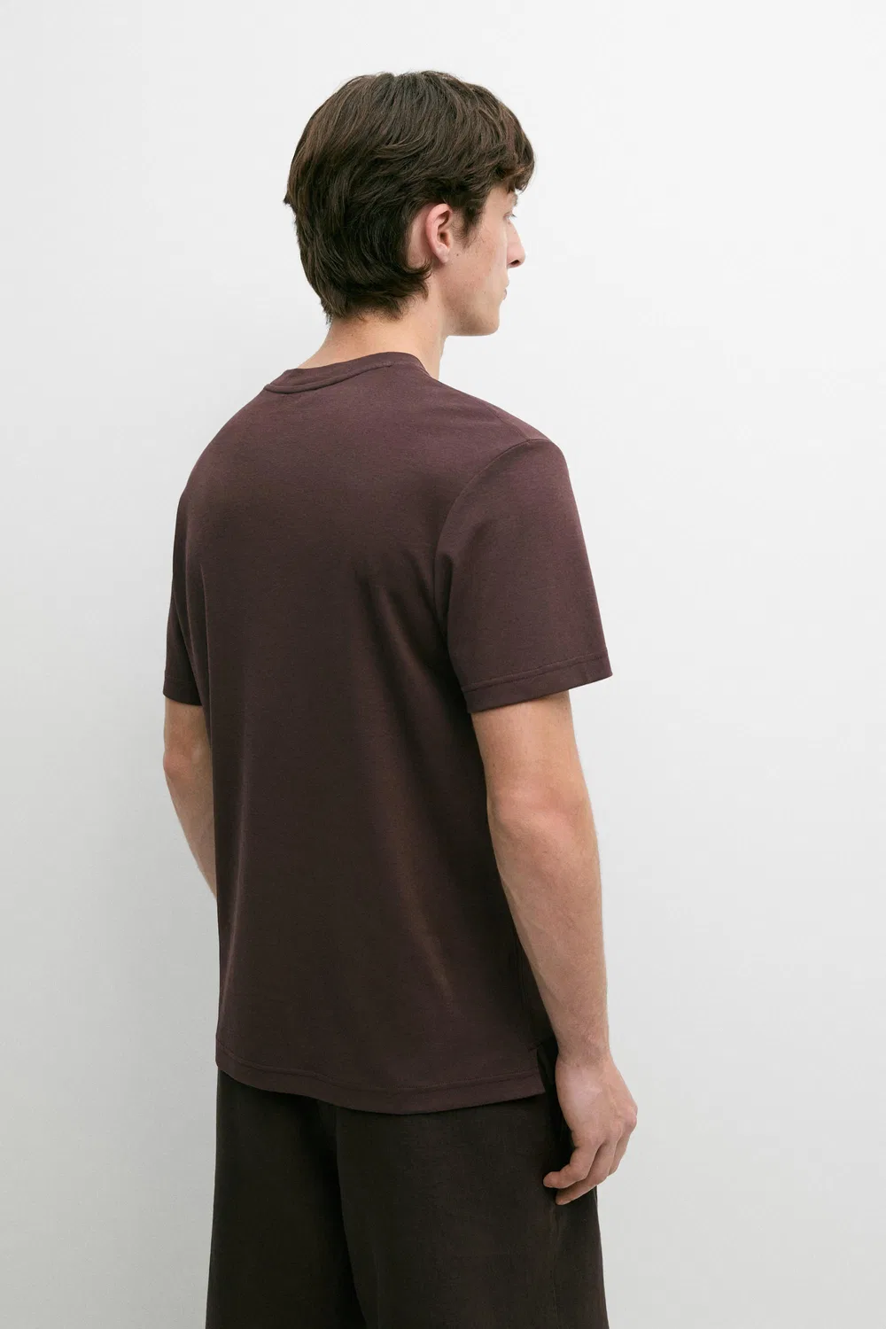 Футболка с коротким рукавом из 100% хлопка Massimo Dutti, Maroon — фото 3