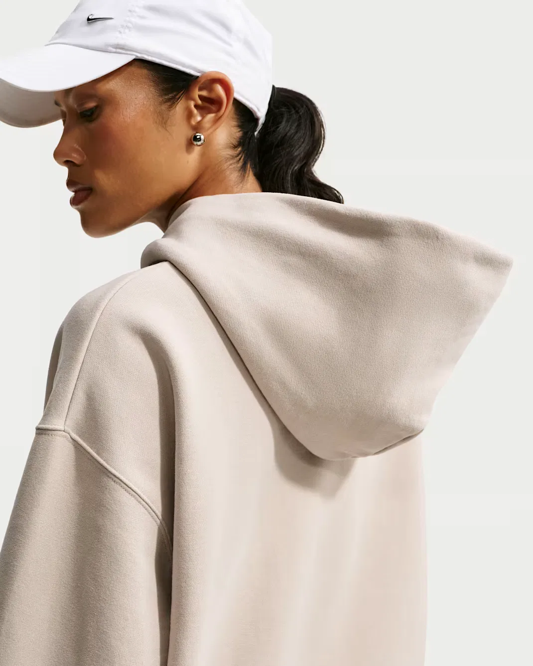 Женская объемная толстовка с логотипом Nike Studio Fleece Medium Weight "Graphic Pack", Cream II/Sail — фото 2