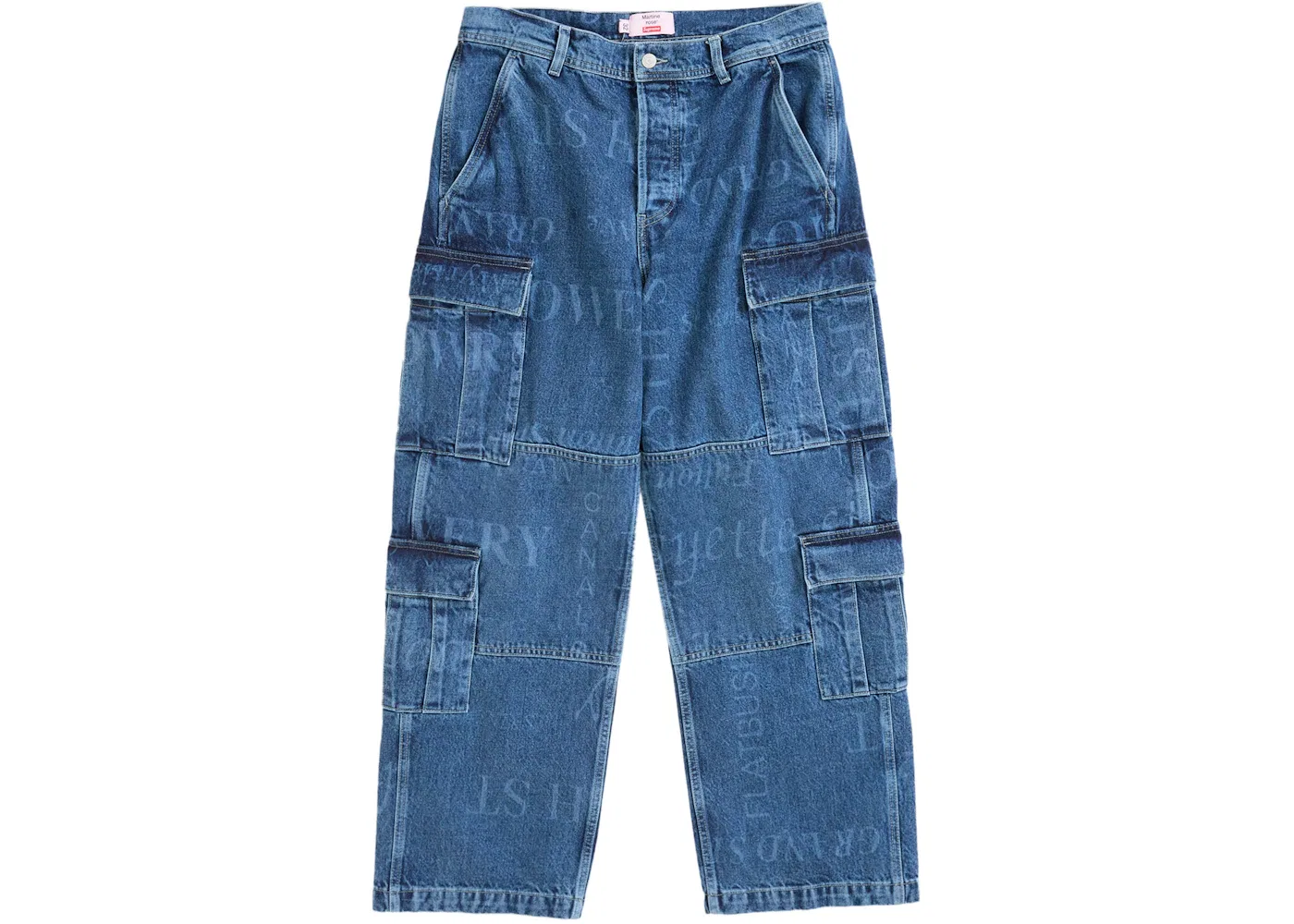 Мужские джинсовые карго-брюки с принтом Martine Rose Pant Supreme, Washed Blue