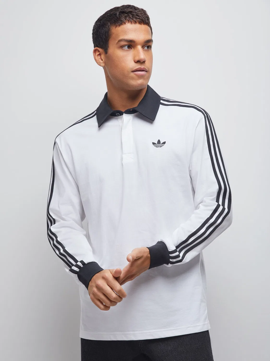 Поло регби с длинным рукавом, модель 3 Stripes, adidas Originals, белый