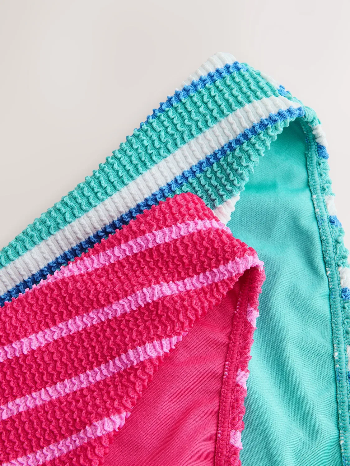 Купальные шорты бикини 2 шт, Pink/Aqua White Crinkle Stripe Next — фото 4
