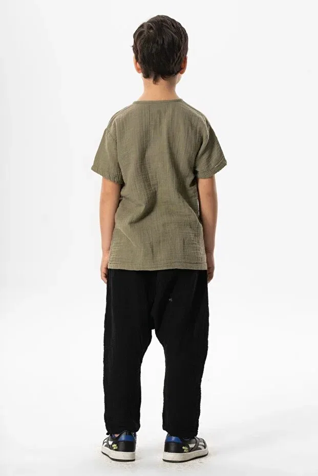 Детские шорты для мальчиков хлопковые Basics Eliş Şile Bezi, Black — фото 2