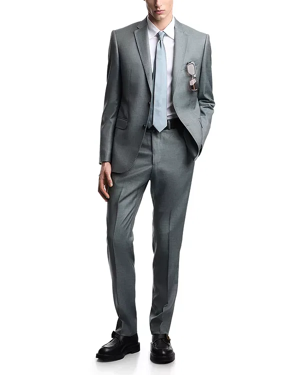 Мужской костюм из шерсти с принтом «елочка» M line Slim Fit Emporio Armani, зеленый