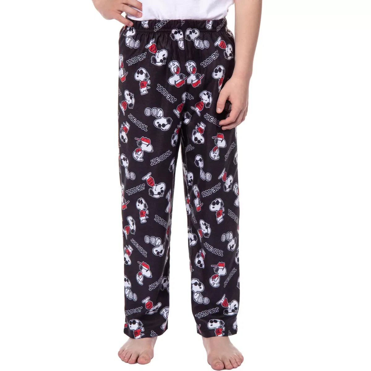 Детские пижамные штаны для мальчиков с принтом Joe Cool Snoopy Peanuts, Black
