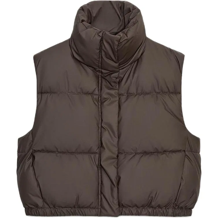 Женский жилет с воротником-стойкой, Dark Brown, ZARA