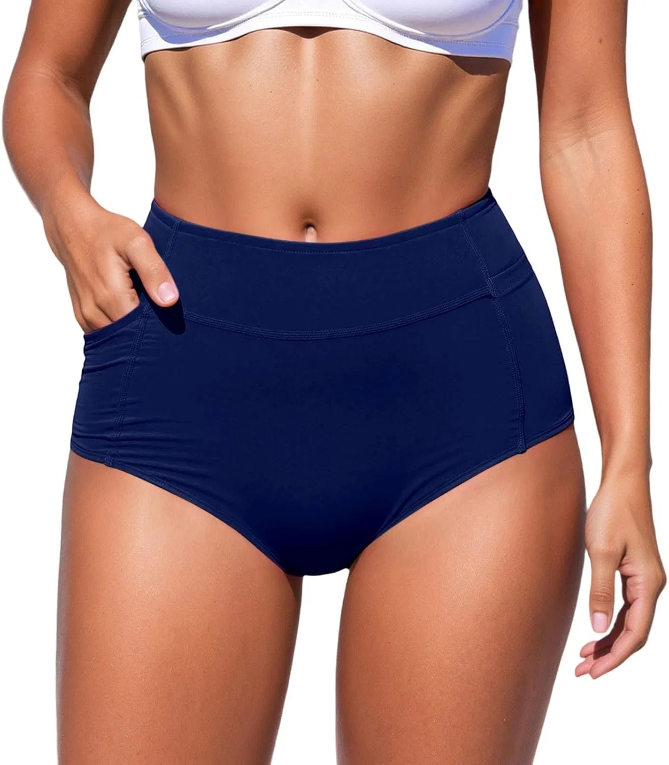 Женские высокие бикини с карманами, Dark Blue