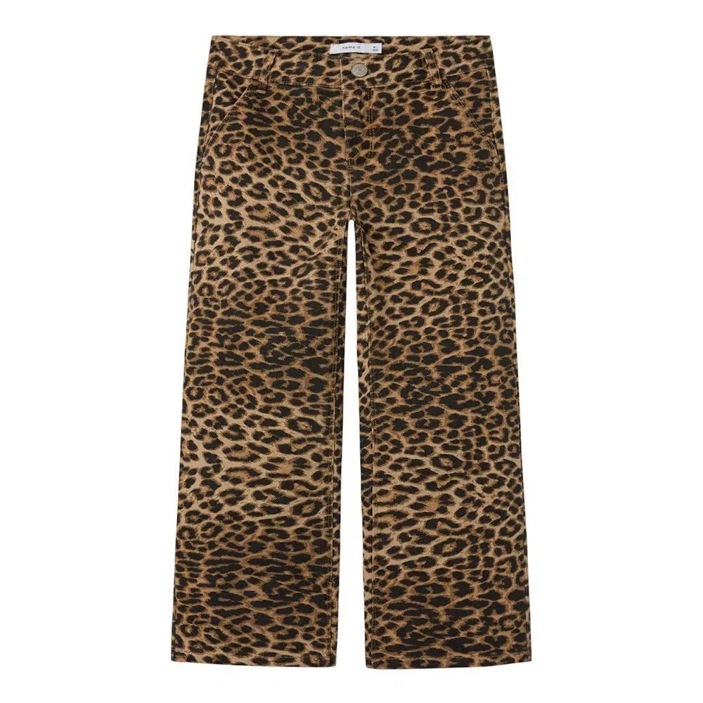 Детские брюки для девочек с принтом Rose Wide 4444 Name it, Brown