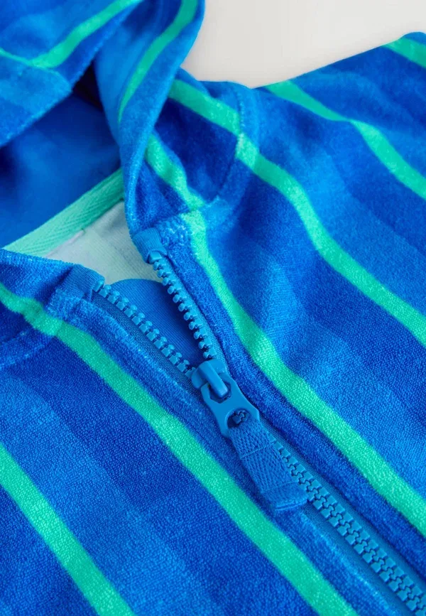 Халат из махровой ткани Regular fit -zip through cover-up - beach accessory Next Blue Green Stripe, зеленый — фото 3