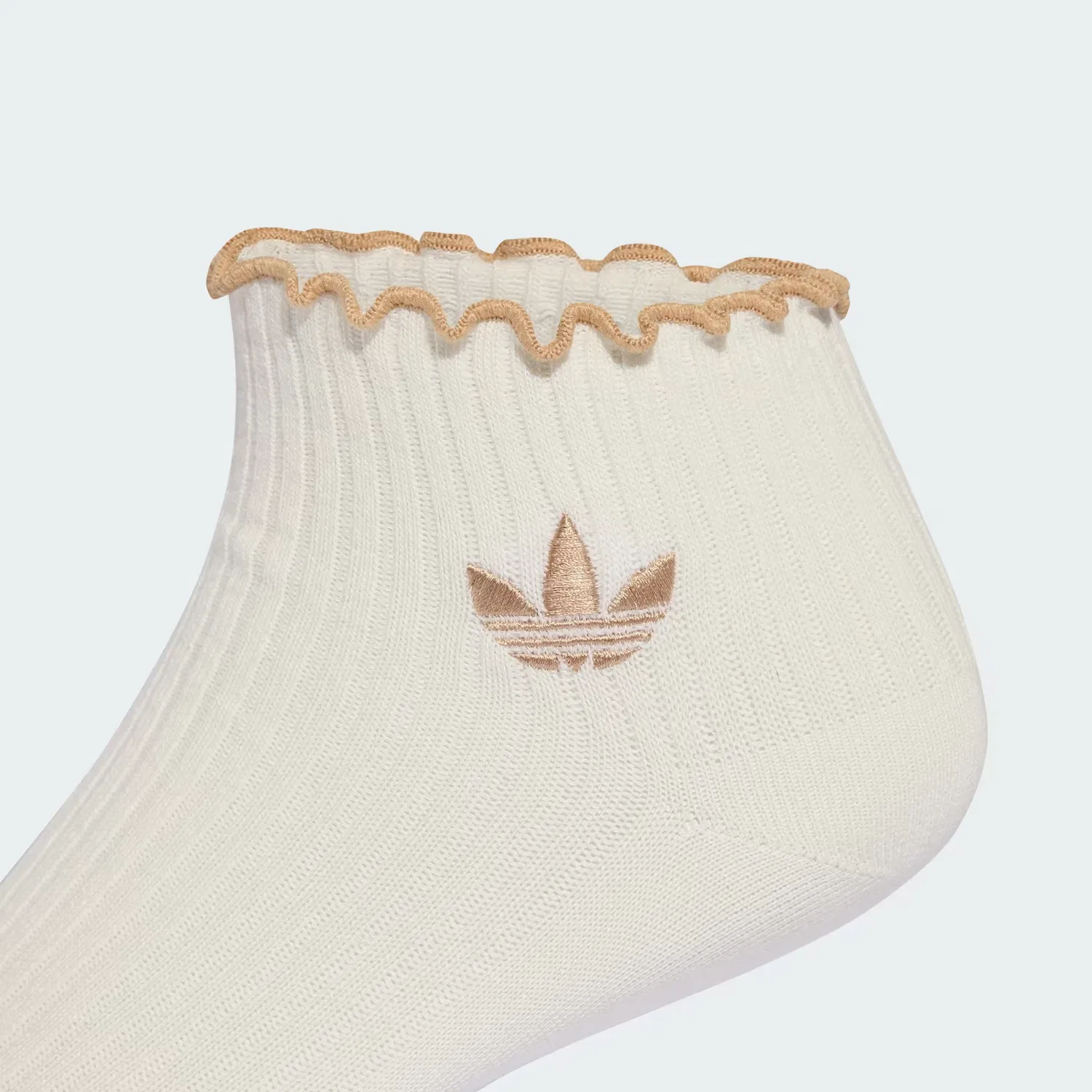 Носки укороченные с рюшами, 2 пары, RUFFLE QUARTER SOCKS, Adidas Originals, Off White/Magic Beige/Aurora Coffee — фото 3