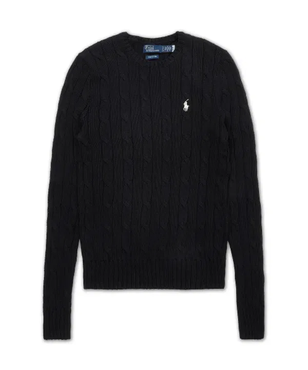 Свитер из хлопка с кабельным узором, Polo Ralph Lauren, черный