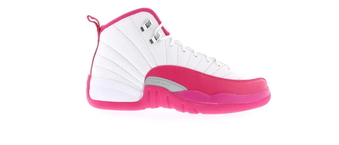 Детские кроссовки Lifestyle с принтом Jordan 12 Retro Jordan, White/Vivid Pink/Metallic Silver