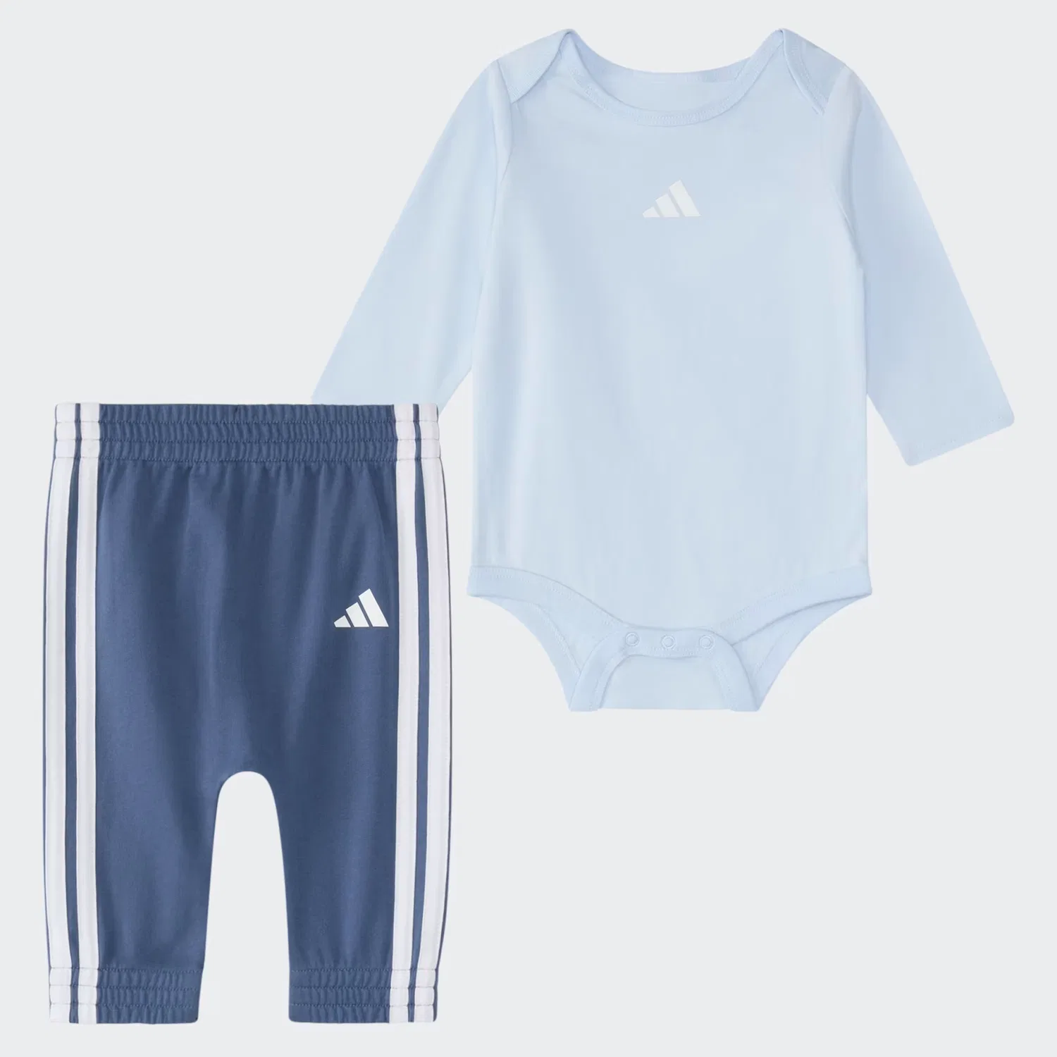 Детский комплект из боди с длинным рукавом и штанов на резинке Adidas Sportswear, небесно-голубой — фото 4
