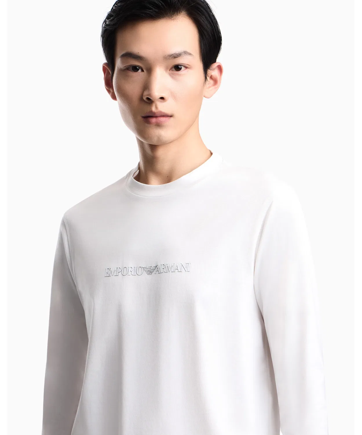Мужской лонгслив с принтом Pima Jersey EMPORIO ARMANI, White
