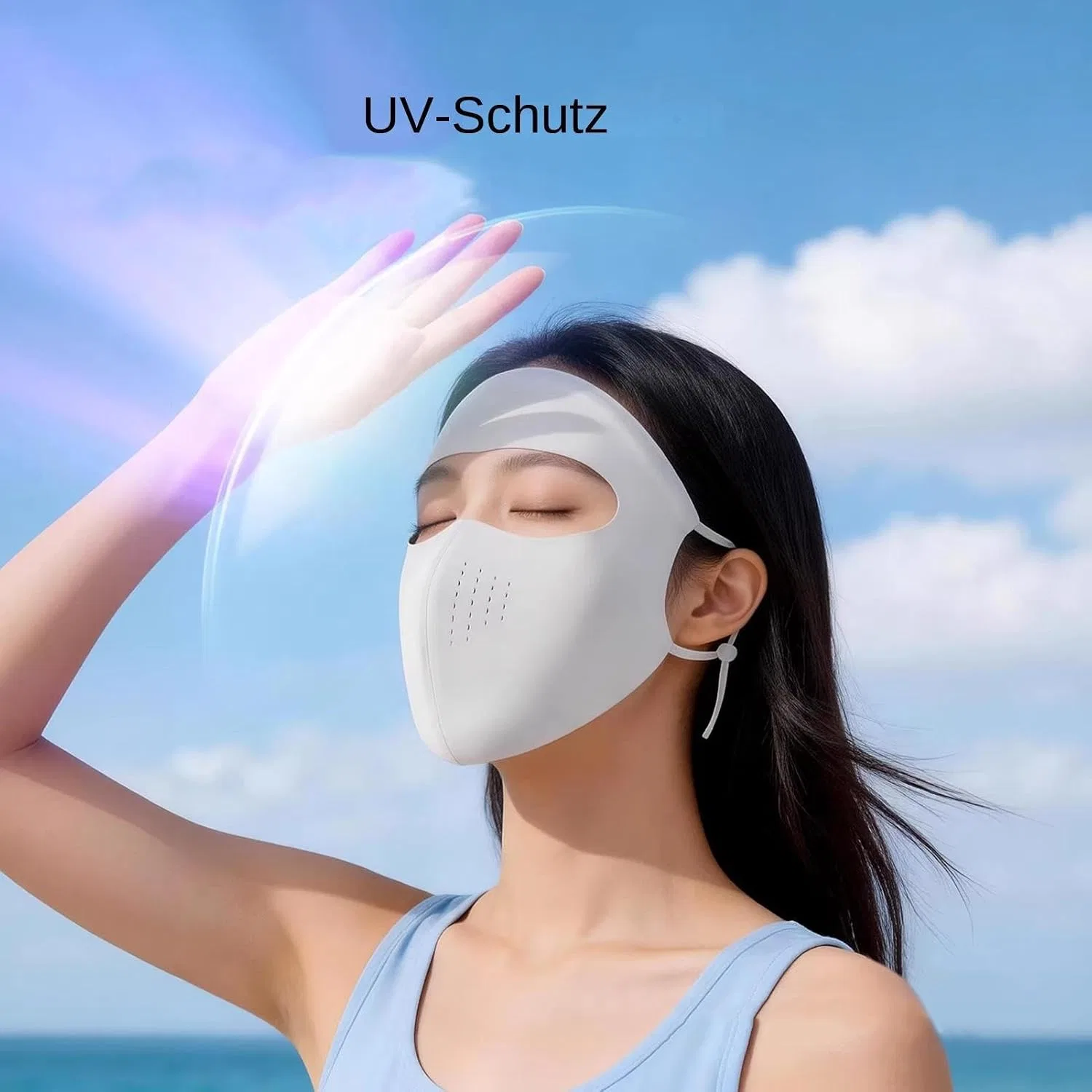 UV-защита лица, дышащая, охлаждающая, Nylon, Light Gray Generisch — фото 3