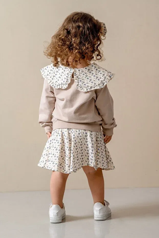 Детский комплект для девочек с цветочным принтом Glam Jnf Kids, Beige — фото 4
