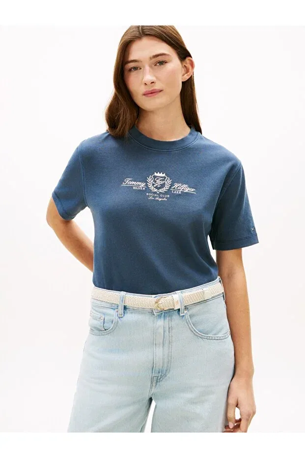 Женская футболка с принтом Varsity Crest Mdrn C Tommy Hilfiger, C1g Dark Night Navy