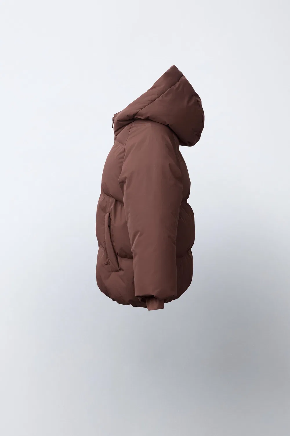 Водоотталкивающая пуховая куртка с капюшоном ZARA, dark russet — фото 3